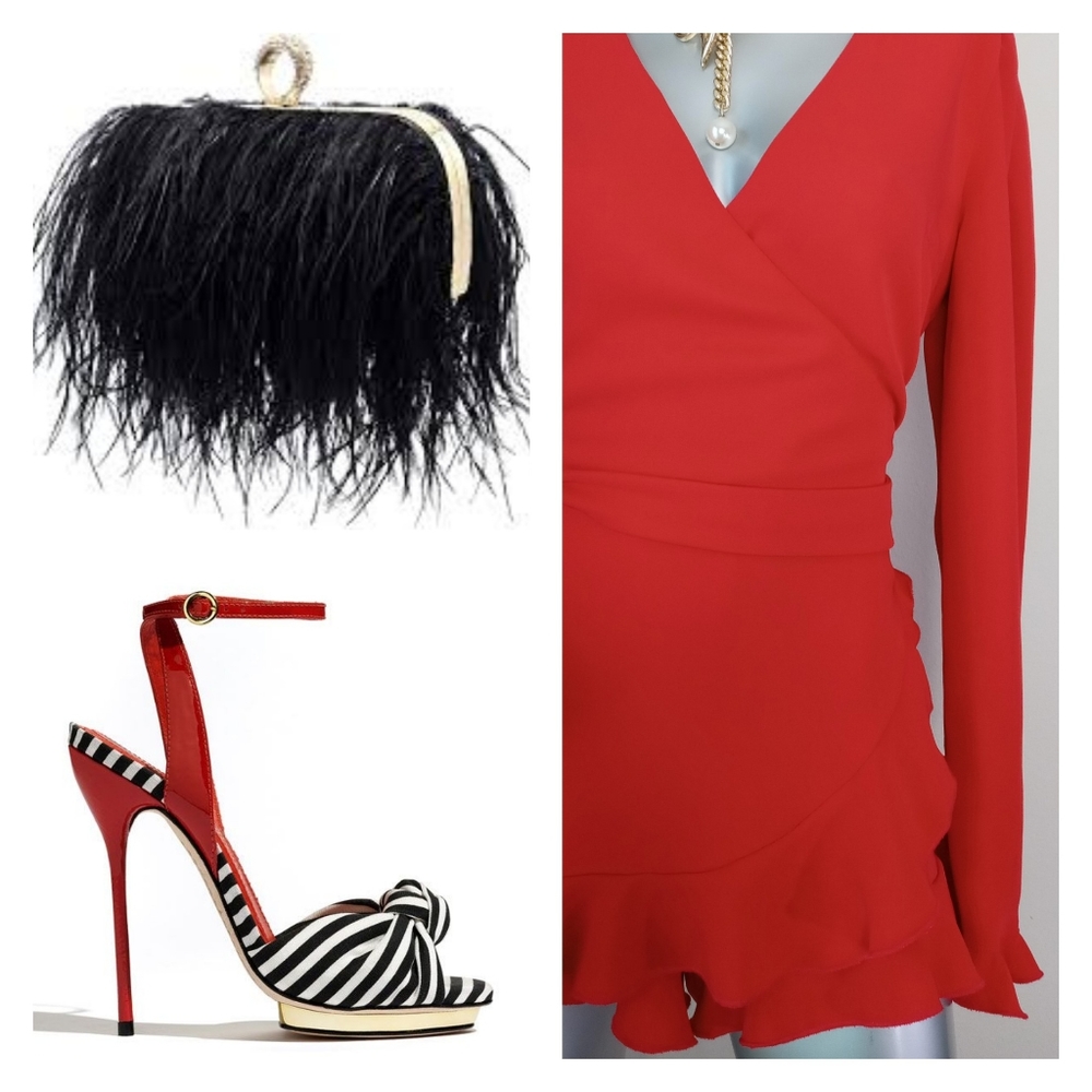 Lea & Viola "FIRE" Cocktail Ruffle Wrap Style Dainty Romper